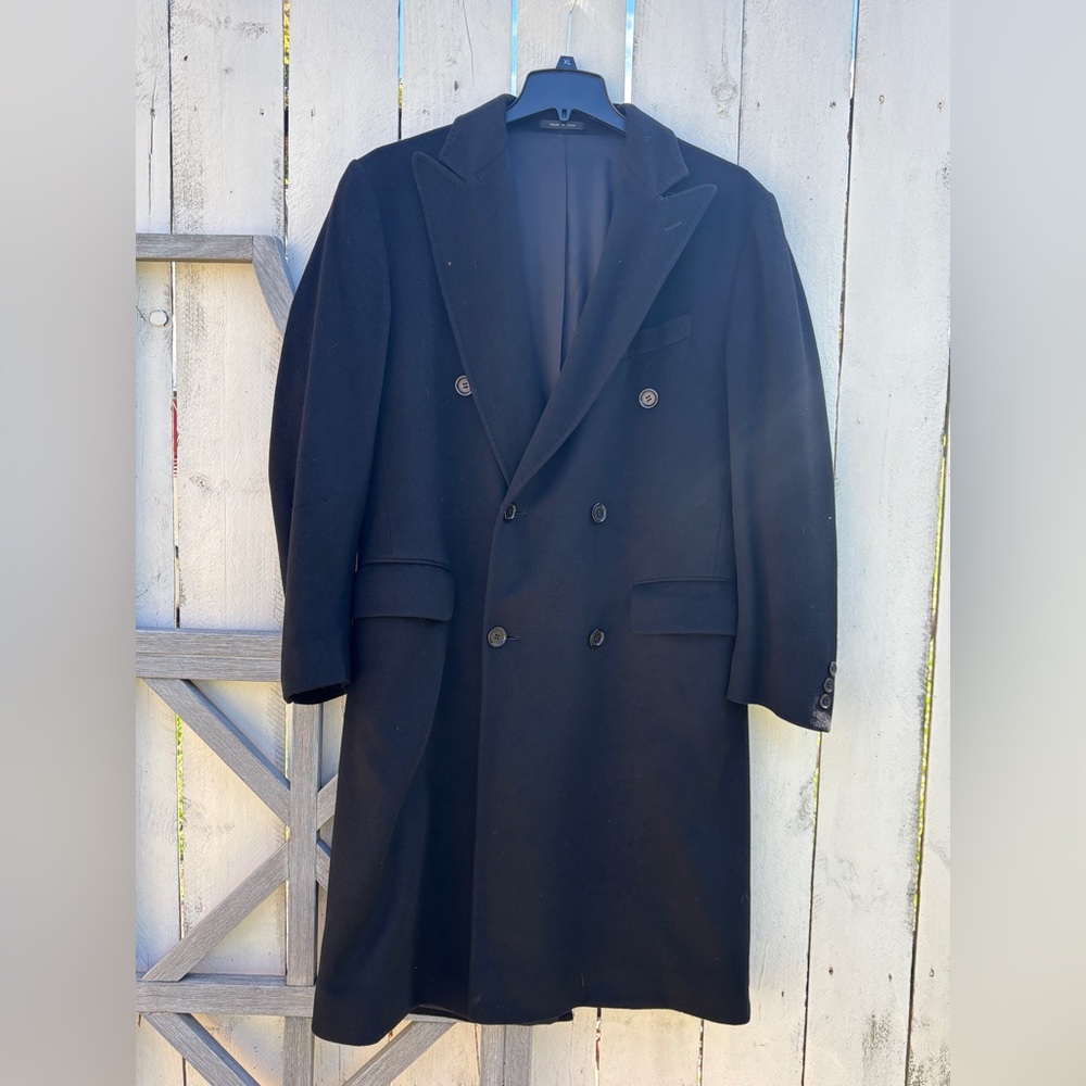 Milano Galleria Black Double-Breasted Coat 100% cashmere